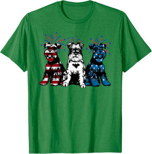Red White Blue Mini Schnauzer USA Flag Firework 4th Of July Kids Men T-Shirt - T-Shirt | Irish Green