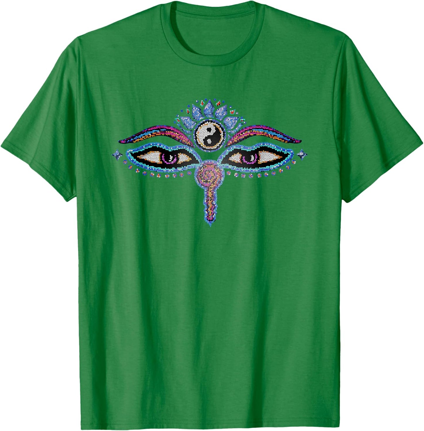 Buddha eyes, buddhism, yin yang, lotus flower, yoga, spirit T-Shirt - T-Shirt | Irish Green