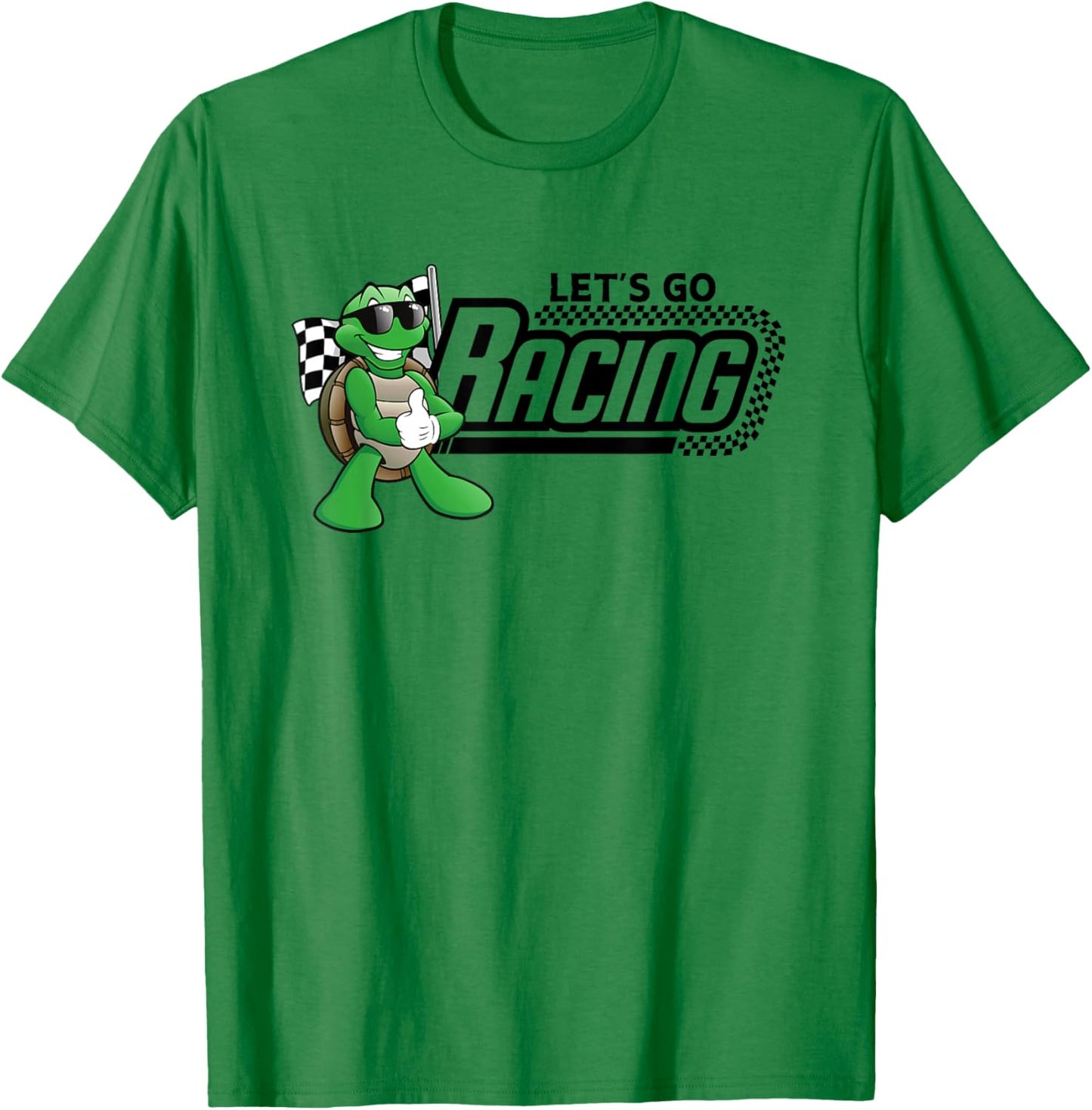 Turtle Races Racing Turtles Checkered Flag T-Shirt - T-Shirt | Irish Green