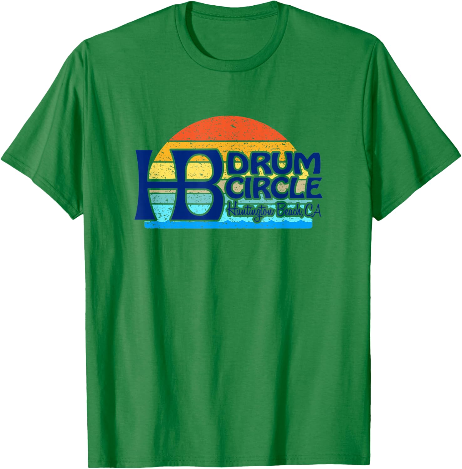 HB Drum Circle Huntington Beach, CA - sunset surf sand vibes T-Shirt - T-Shirt | Irish Green