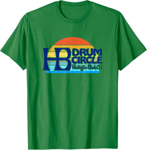 HB Drum Circle Huntington Beach, CA - sunset surf sand vibes T-Shirt - T-Shirt | Irish Green