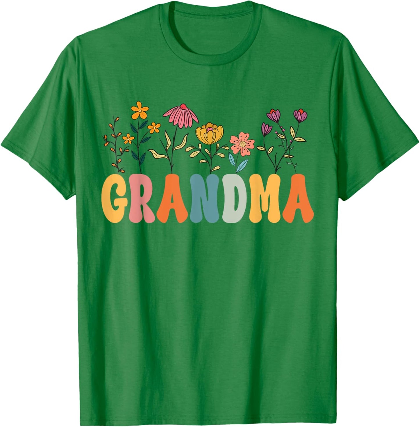 Grandma Wildflower Groovy Grandma Floral T-Shirt - T-Shirt | Irish Green