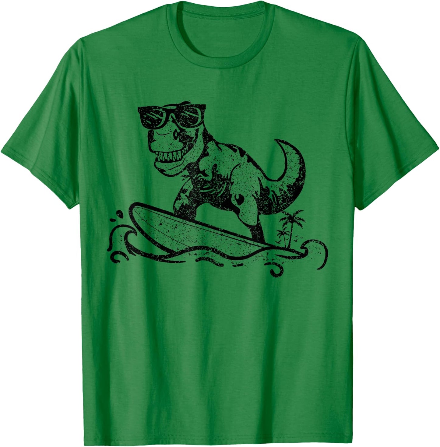Funny Dinosaur Surfing Surf Surfer Hawaii T-Rex Dino Lover T-Shirt - T-Shirt | Irish Green