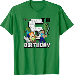 Minecraft Group Shot Happy 6th Birthday T-Shirt - T-Shirt | Irish Green