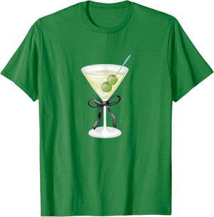 Coquette Bow with Martini Coquette Aesthetic T-Shirt - T-Shirt | Irish Green