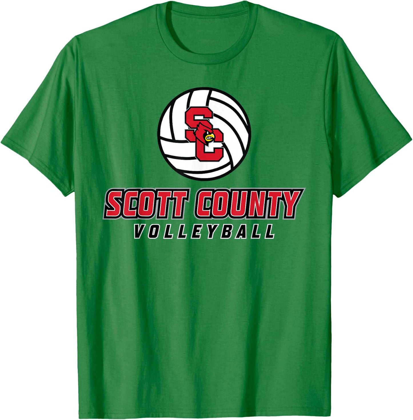 Scott County High School Cardinals Volleyball T-Shirt - T-Shirt | Irish Green