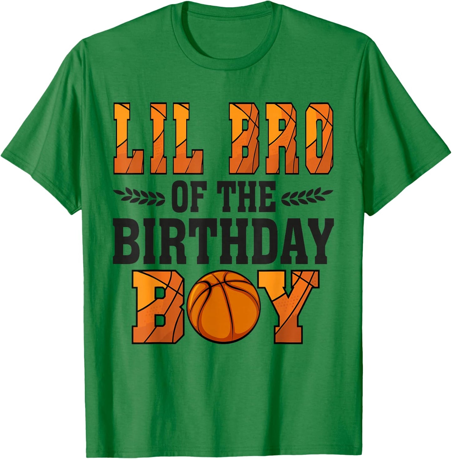 Lil Bro Of The Birthday Boy Basketball Brother 1st Bday T-Shirt - T-Shirt | Irish Green
