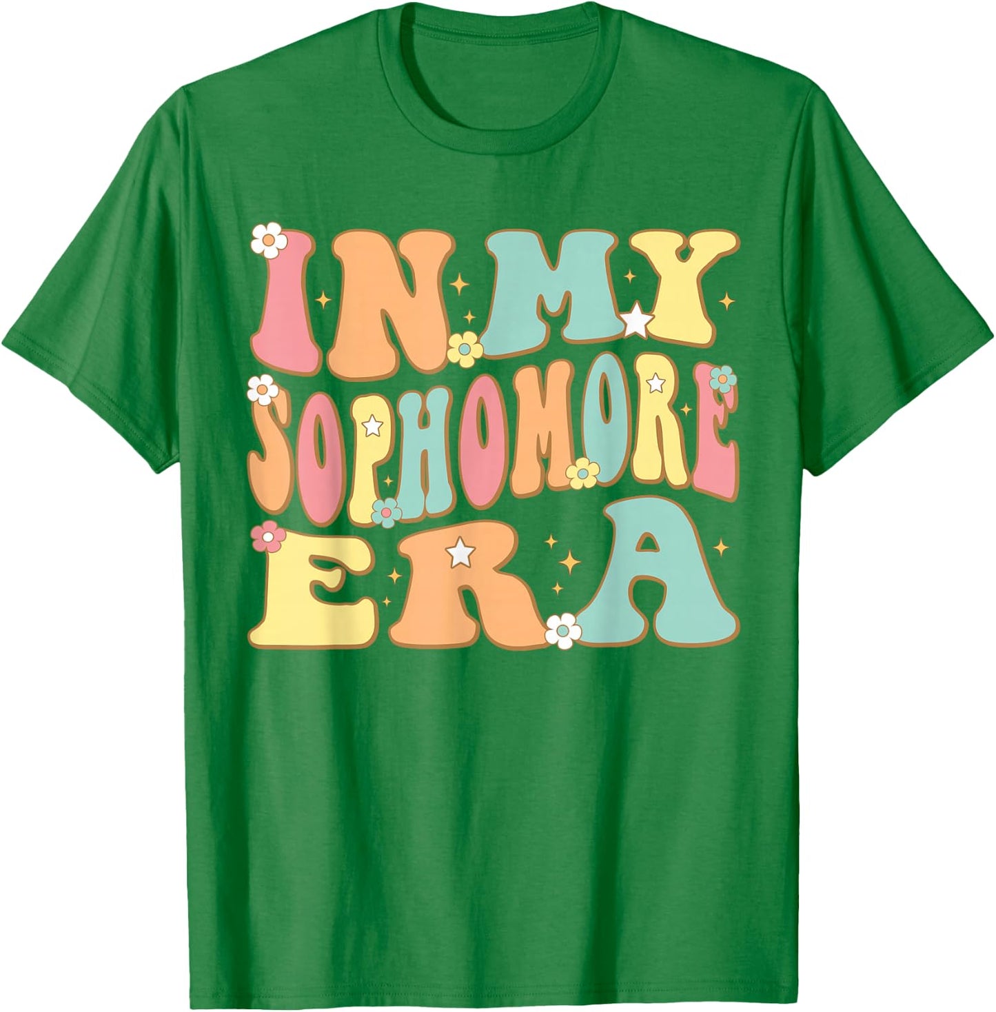 In My Sophomore Era Groovy School 10th Grade Student Girl T-Shirt - T-Shirt | Irish Green