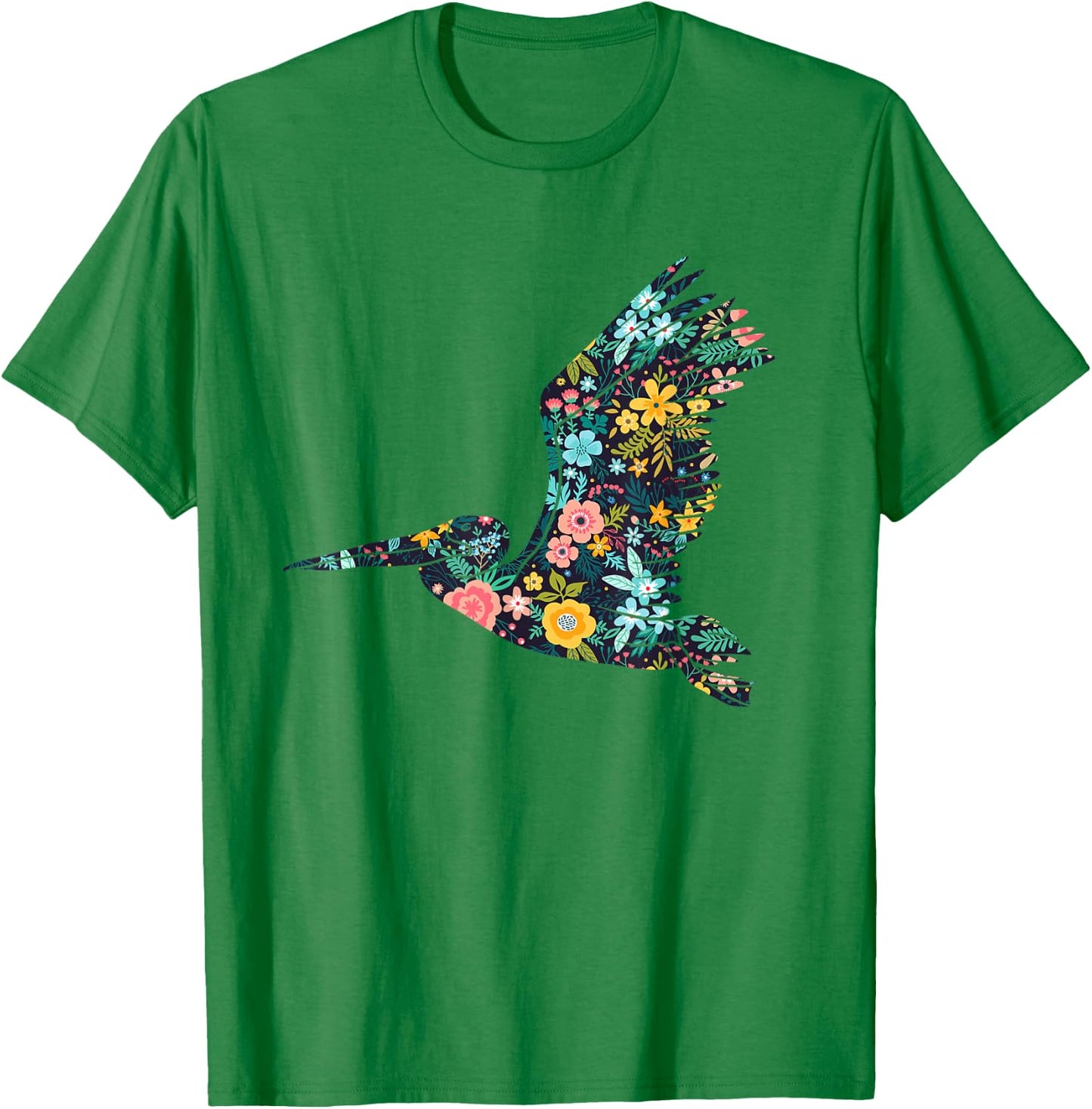 Floral Pelican Silhouette Girls Graphic T-Shirt - T-Shirt | Irish Green
