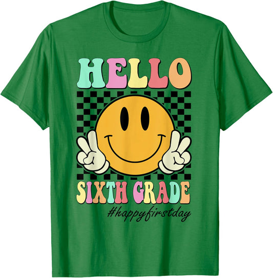 Hello Sixth Grade Teachers Students Back To School 6th Grade Men Women Girls Kids T-Shirt - T-Shirt | Irish Green