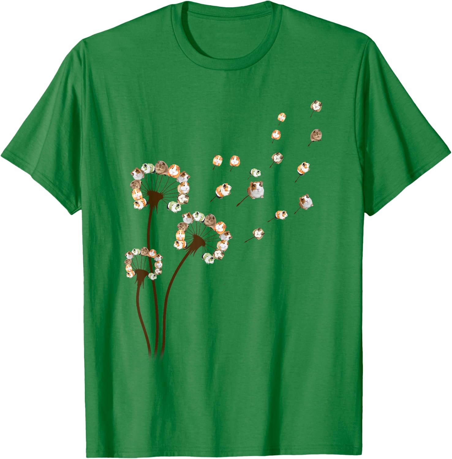 Flower Guinea Pig Dandelion Funny Animal Lovers Cute T-Shirt - T-Shirt | Irish Green