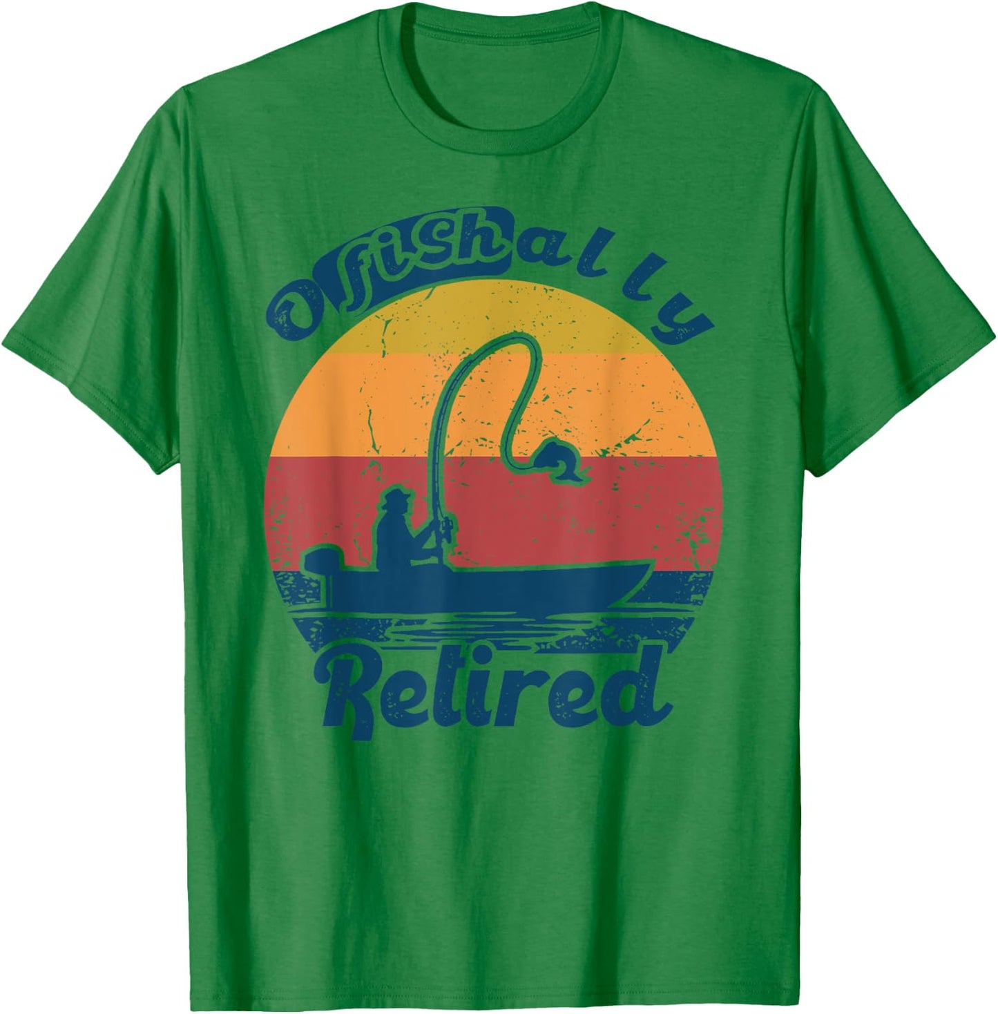 Ofishally Retired 2022 Vintage Funny Retirement Fishing T-Shirt - T-Shirt | Irish Green