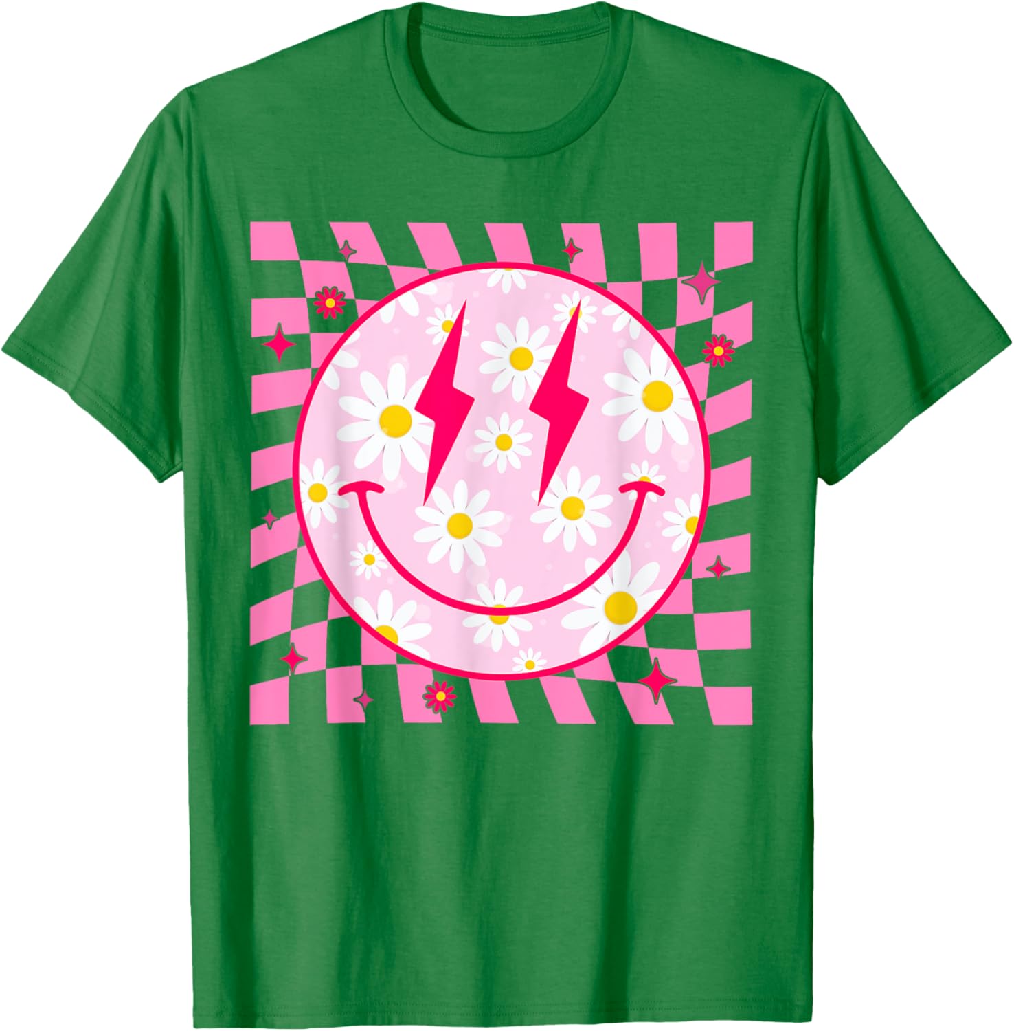 Happy Face Daisy Flower Shirt Preppy Aesthetic Smile Face T-Shirt - T-Shirt | Irish Green
