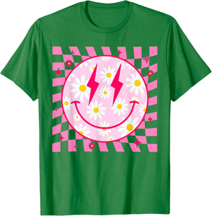 Happy Face Daisy Flower Shirt Preppy Aesthetic Smile Face T-Shirt - T-Shirt | Irish Green