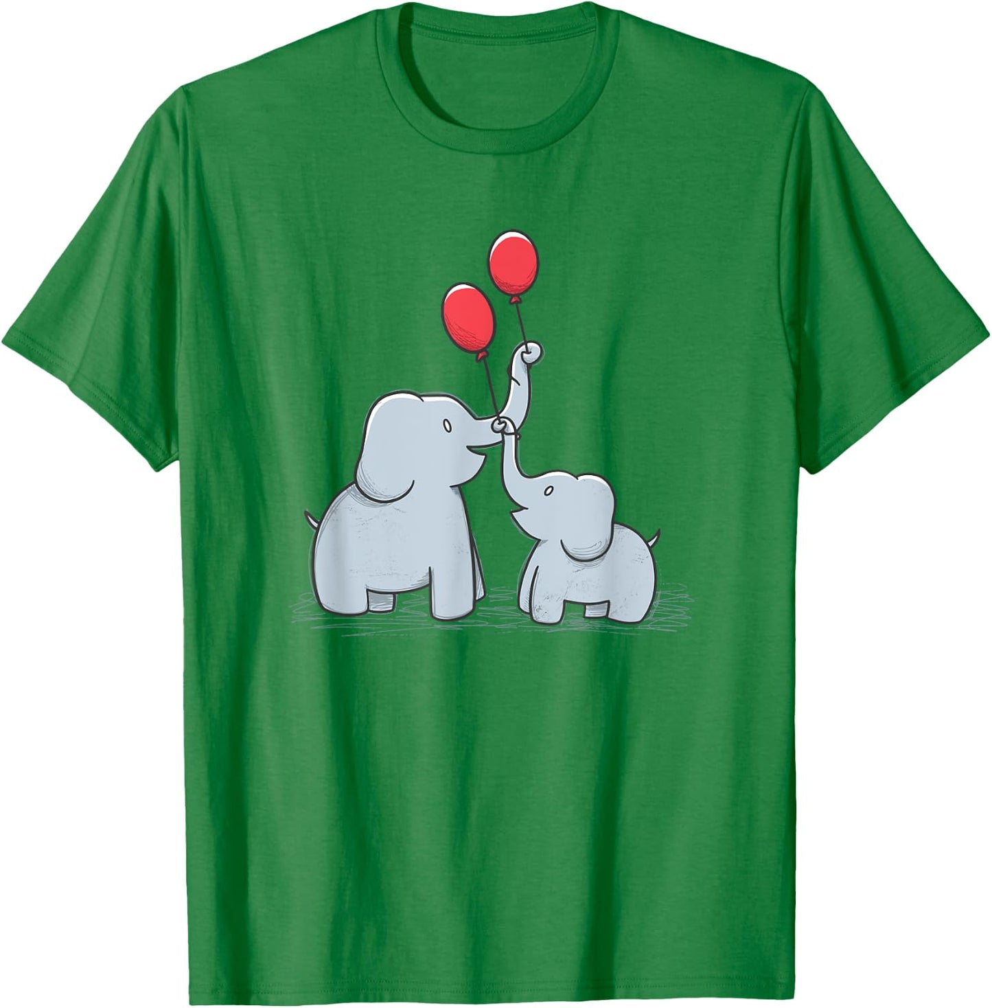 Elephant Happy Family Doodle Balloons Wildlife Cute T-Shirt - T-Shirt | Irish Green