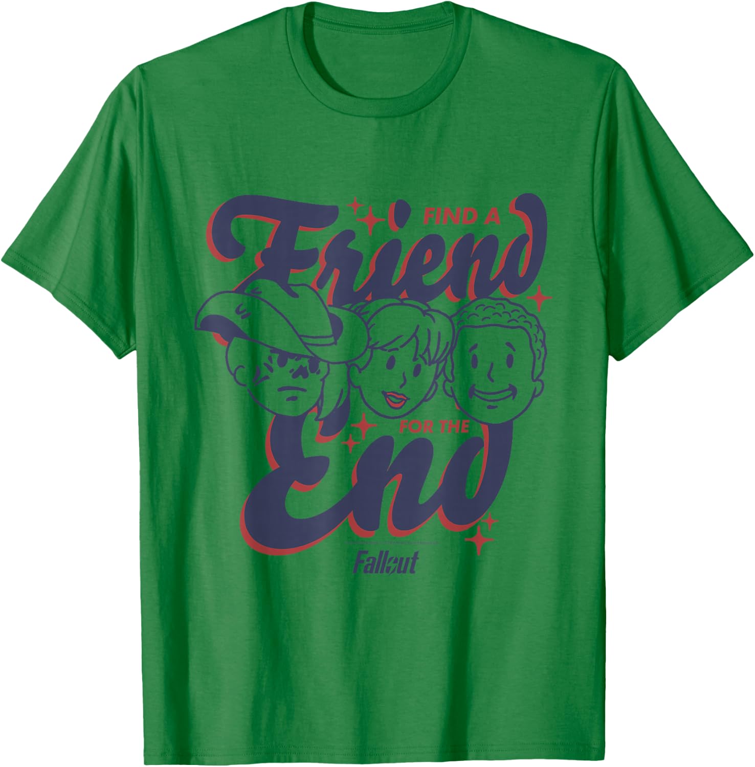 Fallout TV Series Friend for The End Three Character Faces T-Shirt - T-Shirt | Irish Green