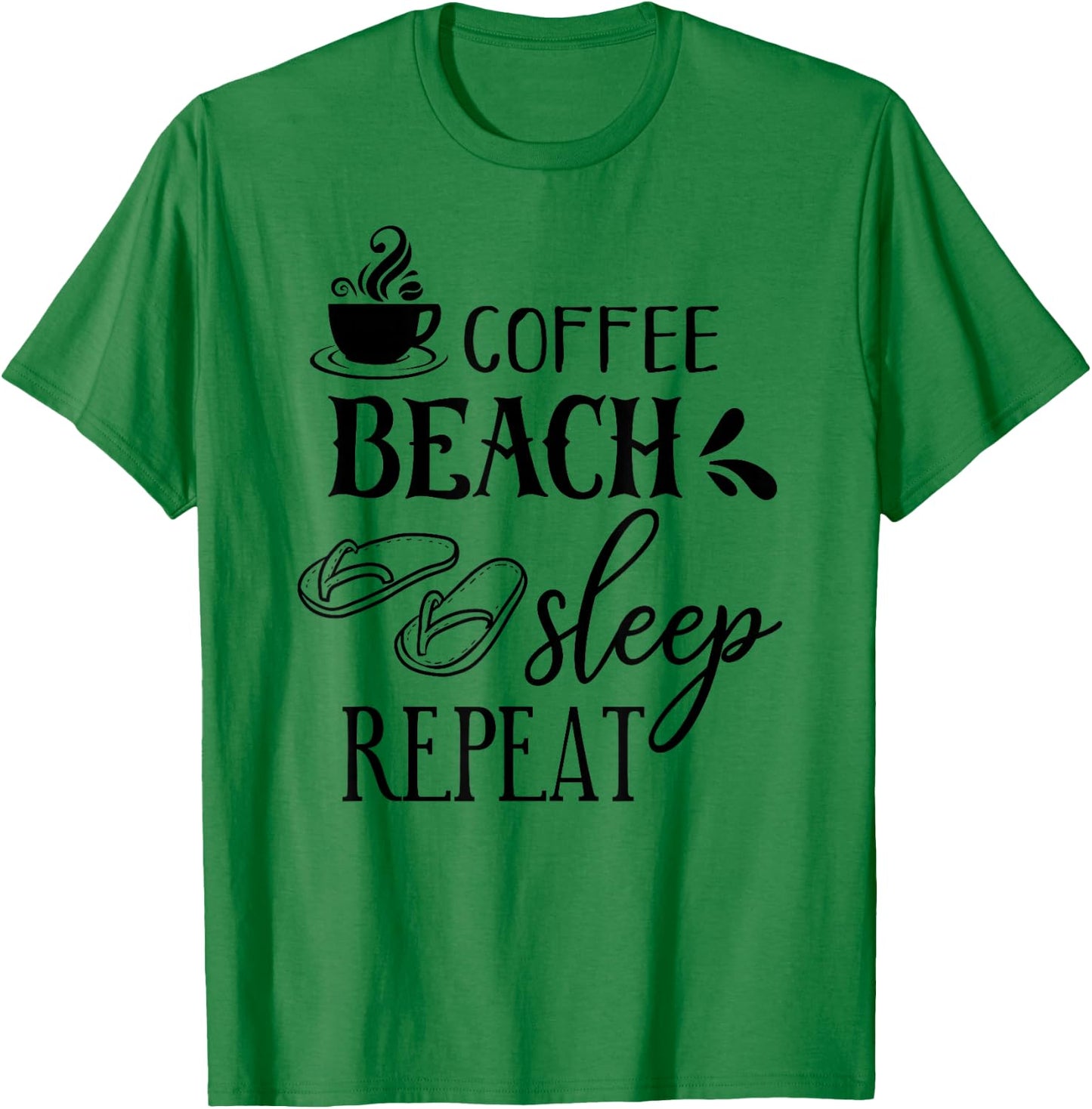 Coffee Beach Sleep Repeat Summer T-Shirt - T-Shirt | Irish Green