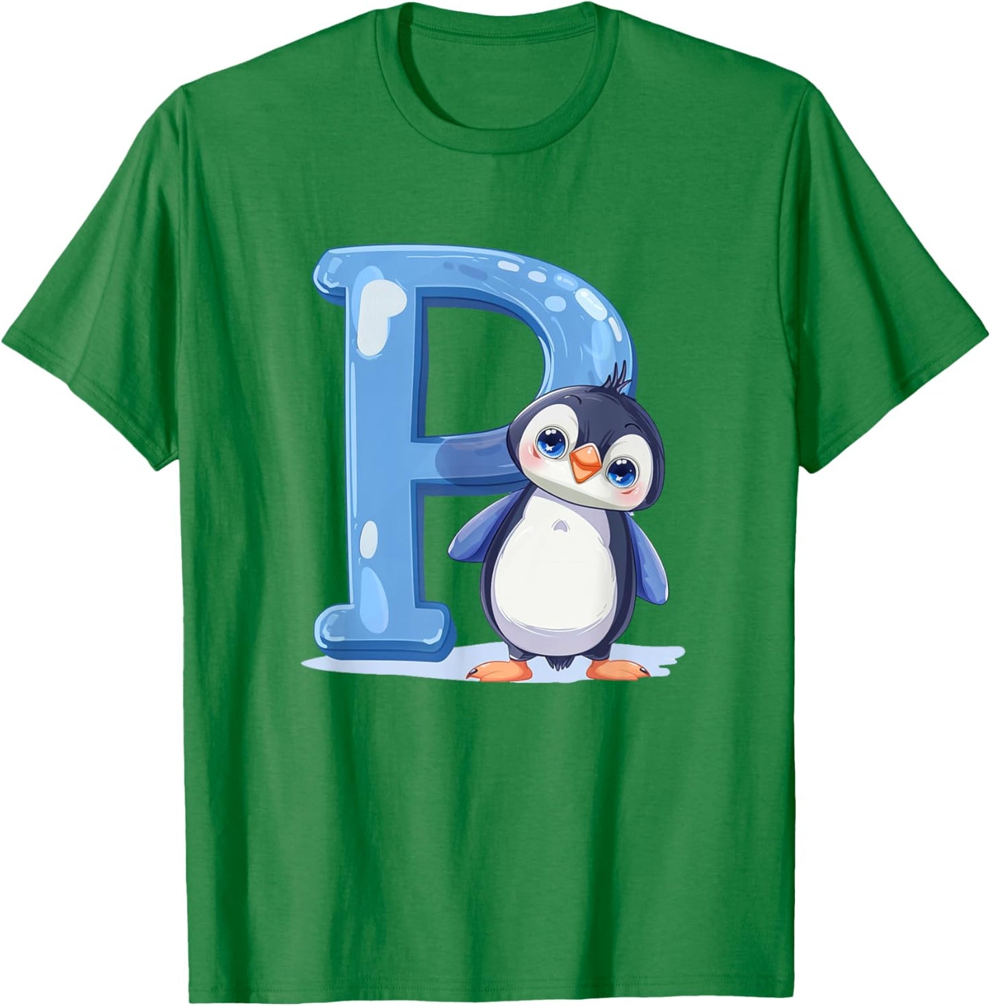 Penguin Lover Gift with Letter P Design; Animal Alphabet T-Shirt - T-Shirt | Irish Green