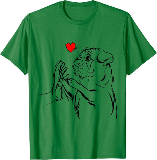 Pug Love Dog Holder Woman Gift T-Shirt - T-Shirt | Irish Green