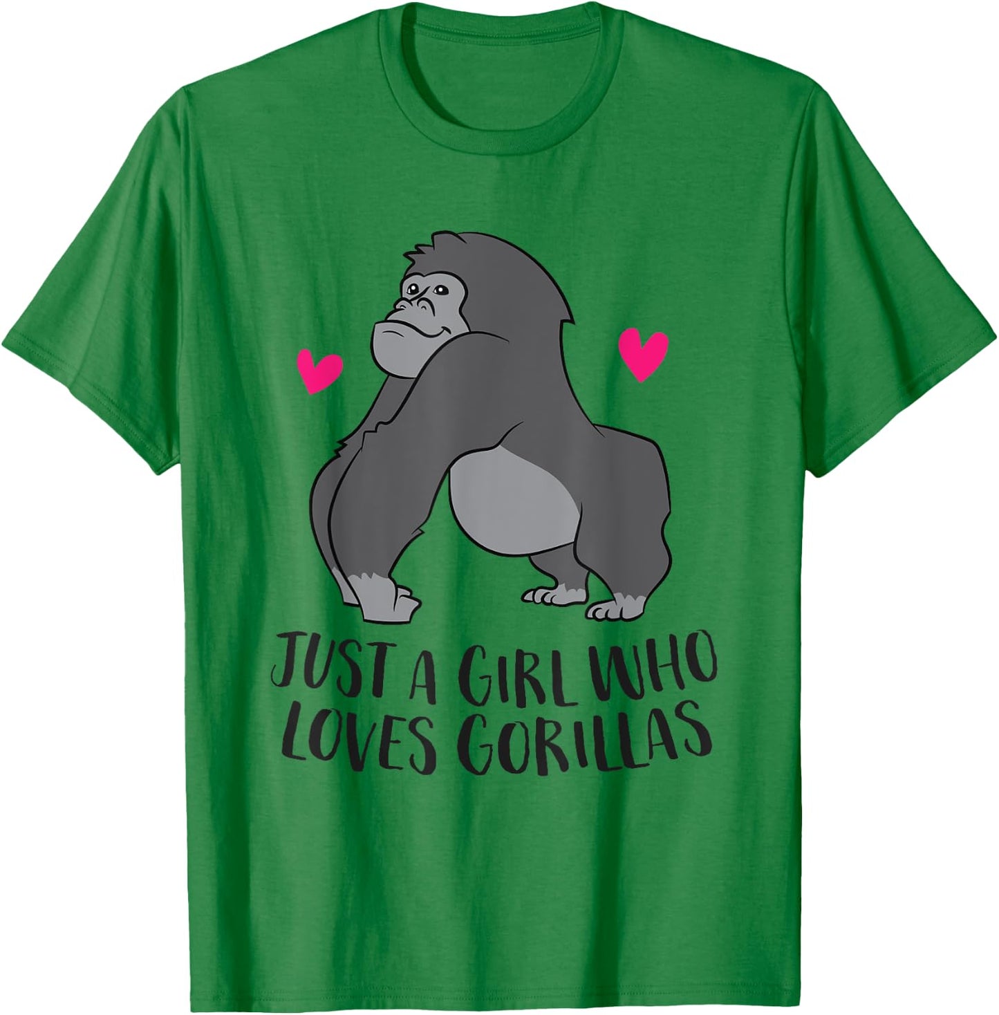 Just a Girl Who Loves Gorillas Cute Gorilla Girl T-Shirt - T-Shirt | Irish Green