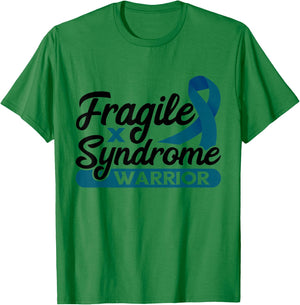 Fragile X Warrior Teal Ribbon Fragile X Syndrome Awareness T-Shirt - T-Shirt | Irish Green