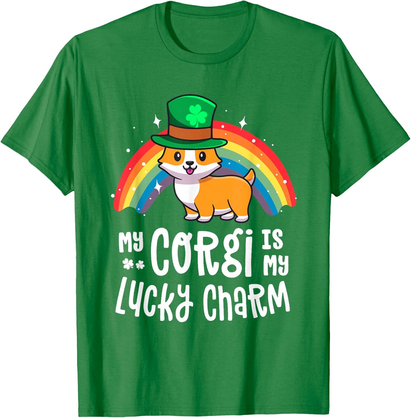 Corgi Lucky Charm Dog St Patricks Day Shirt Gift T-Shirt - T-Shirt | Irish Green