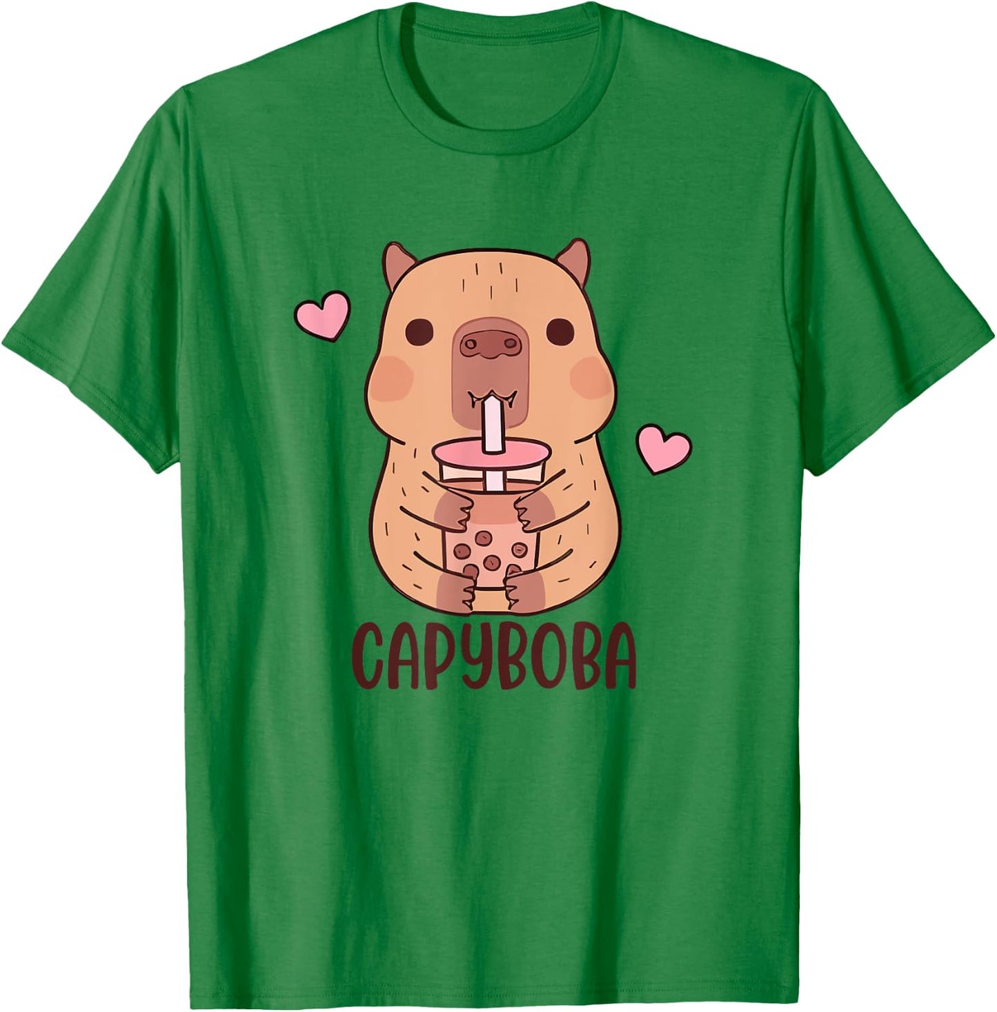 Funny Capybara, Capyboba Boba Milk Tea, Lovely Animal T-Shirt - T-Shirt | Irish Green