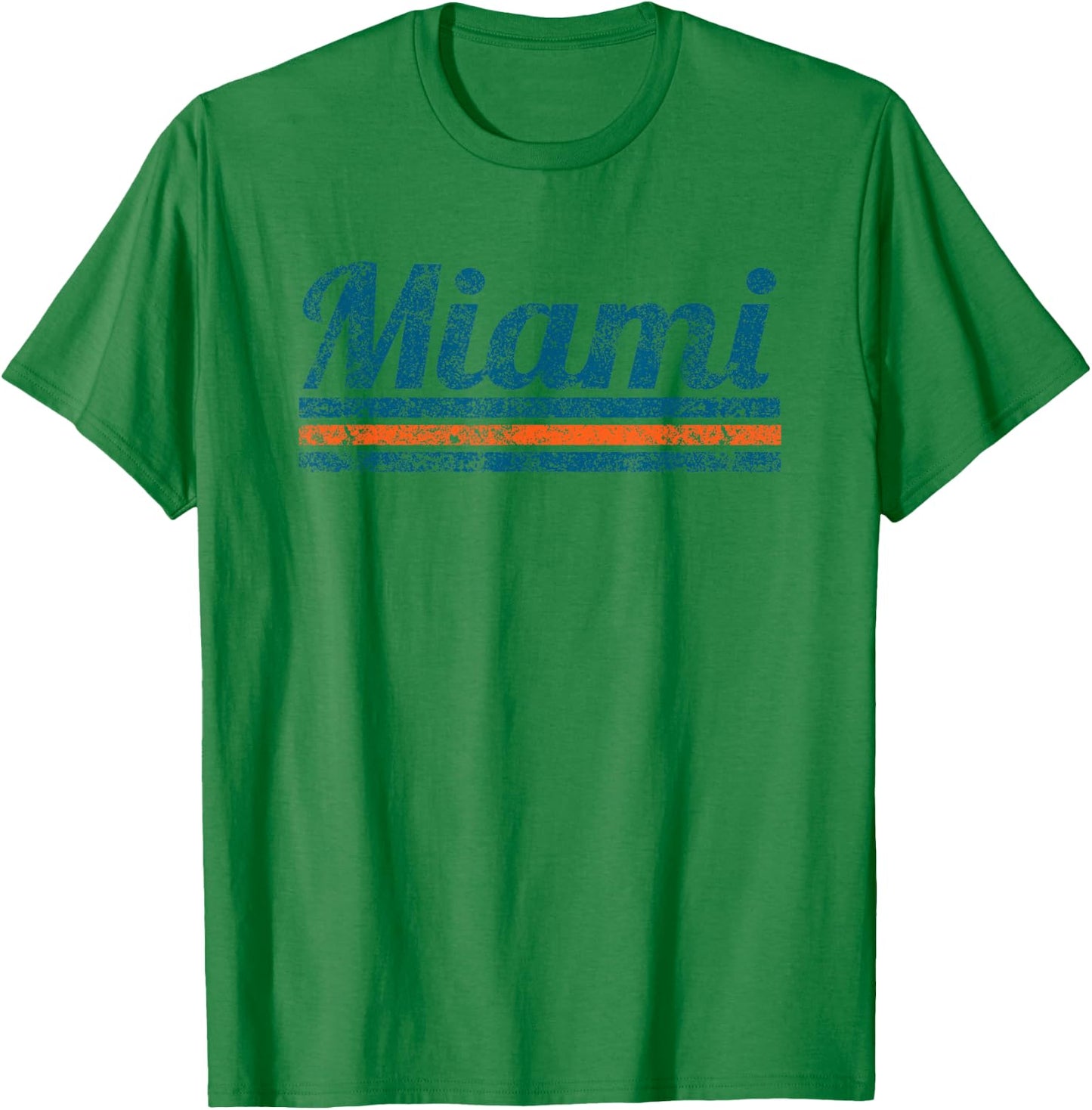 Miami Florida Retro Vintage Weathered Stripe Throwback T-Shirt - T-Shirt | Irish Green