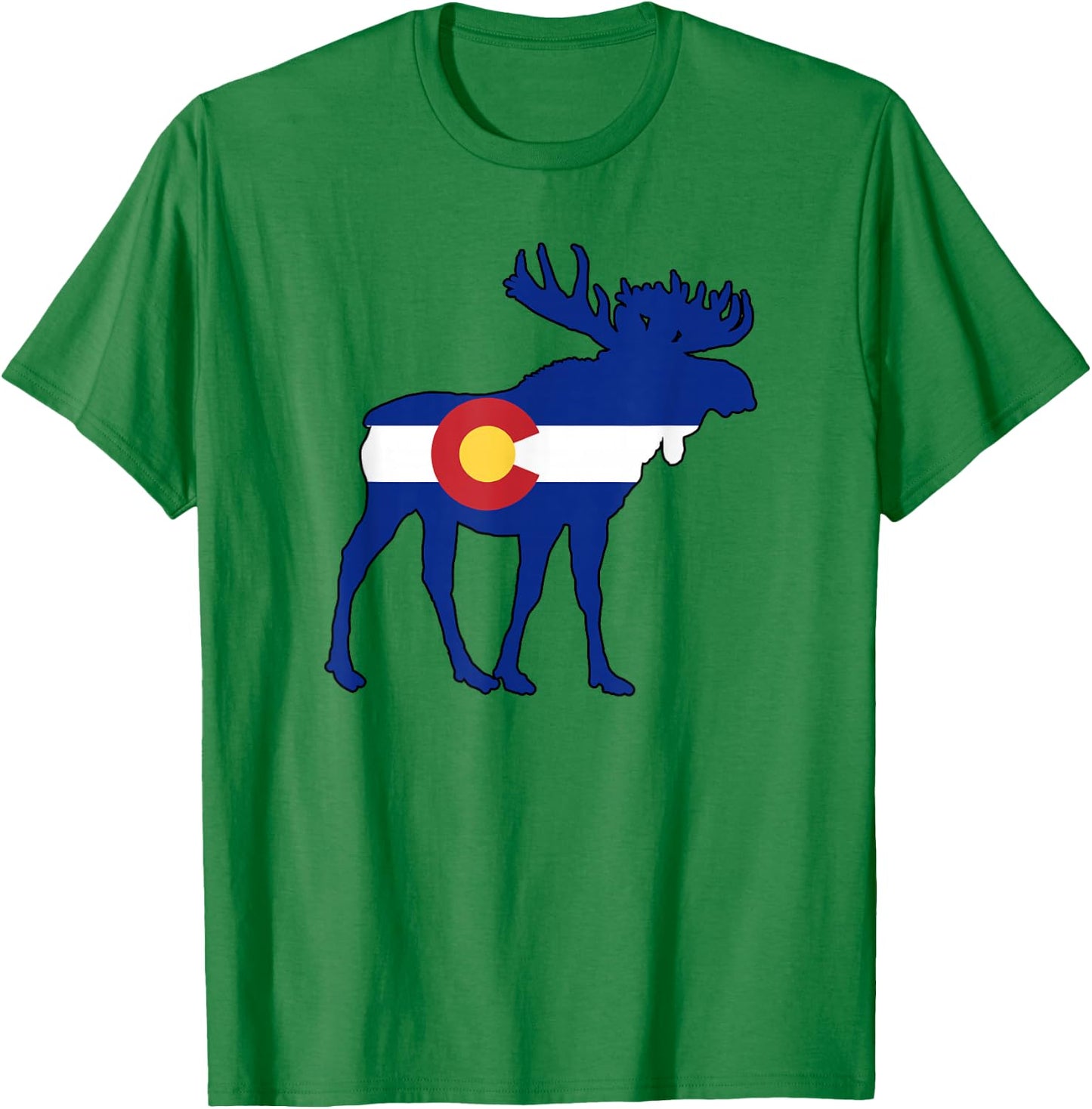 Colorado Flag Moose T-Shirt - T-Shirt | Irish Green