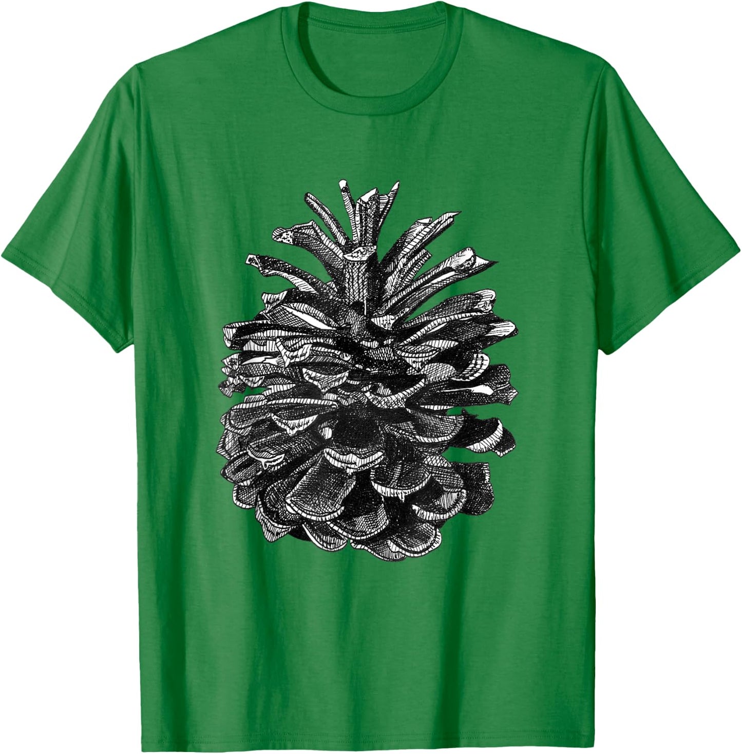 Conifer Pine Cone Woodland Walk Drawing T-Shirt - T-Shirt | Irish Green