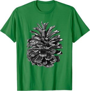 Conifer Pine Cone Woodland Walk Drawing T-Shirt - T-Shirt | Irish Green