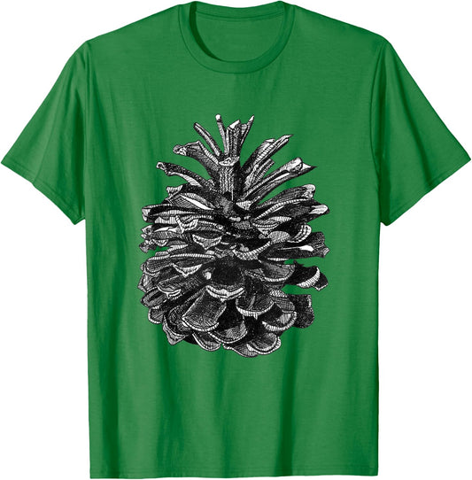 Conifer Pine Cone Woodland Walk Drawing T-Shirt - T-Shirt | Irish Green