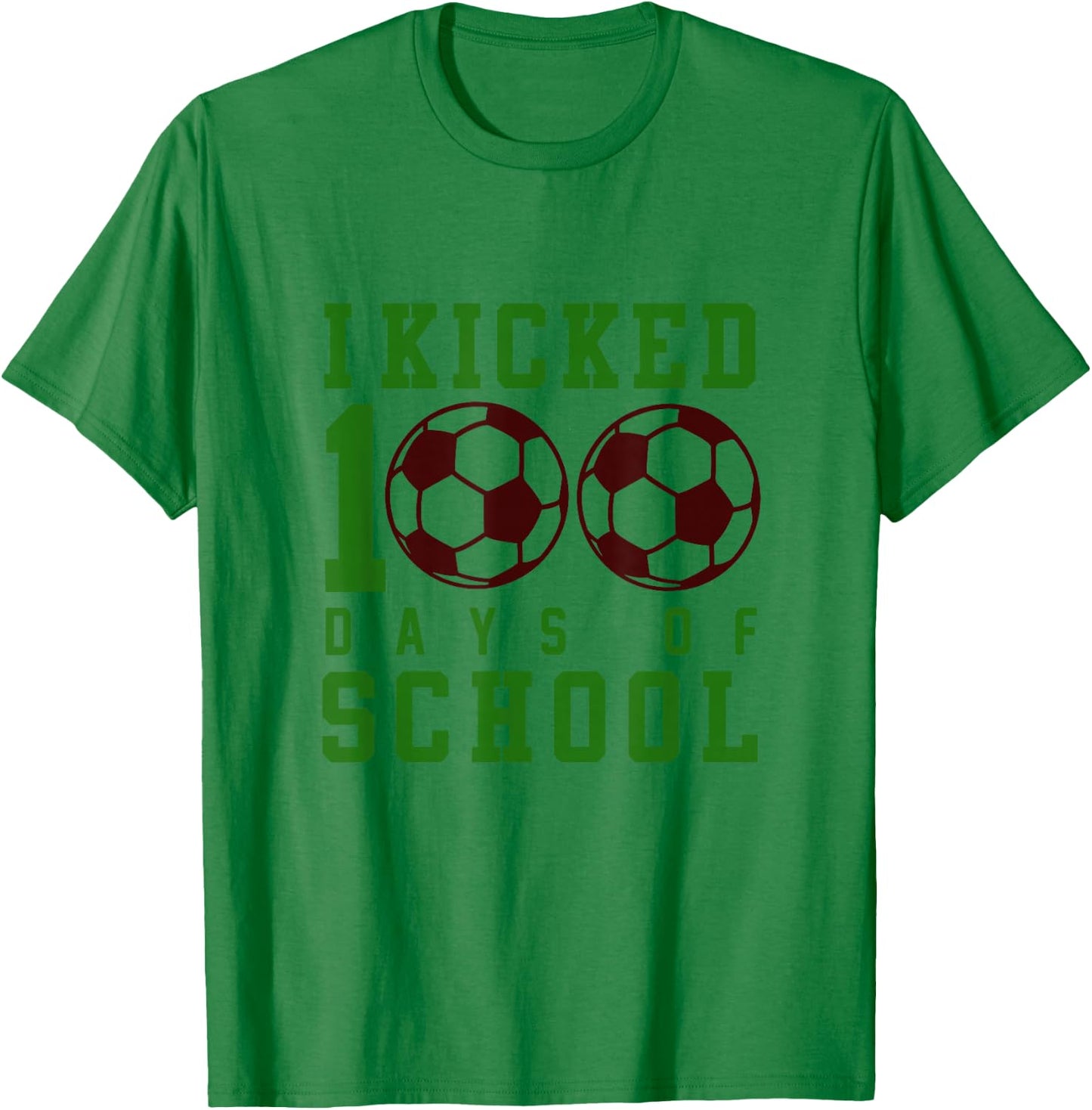 Happy 100 Days of School 100th Day Boys Girls Kids Soccer T-Shirt - T-Shirt | Irish Green
