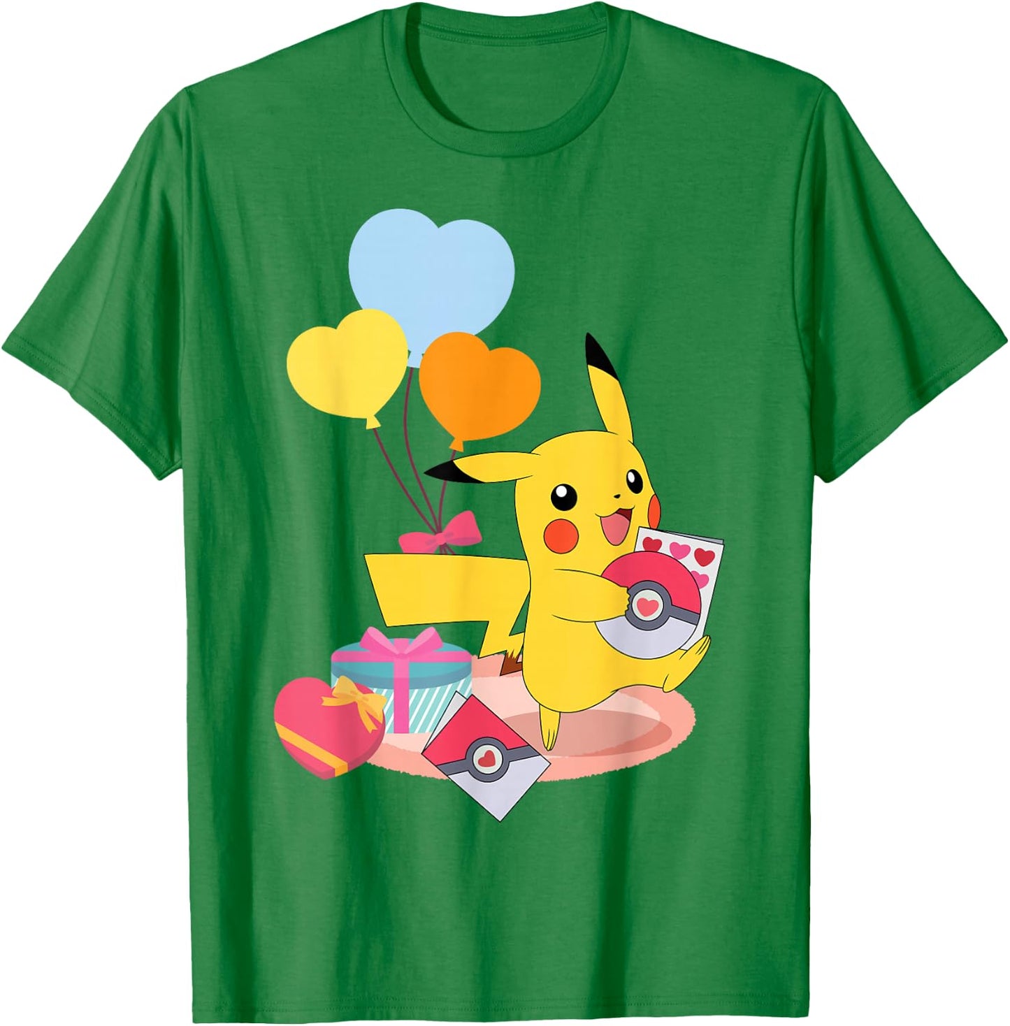 Pokémon - Pikachu Valentine's Day Hearts Pokeball Cards T-Shirt - T-Shirt | Irish Green