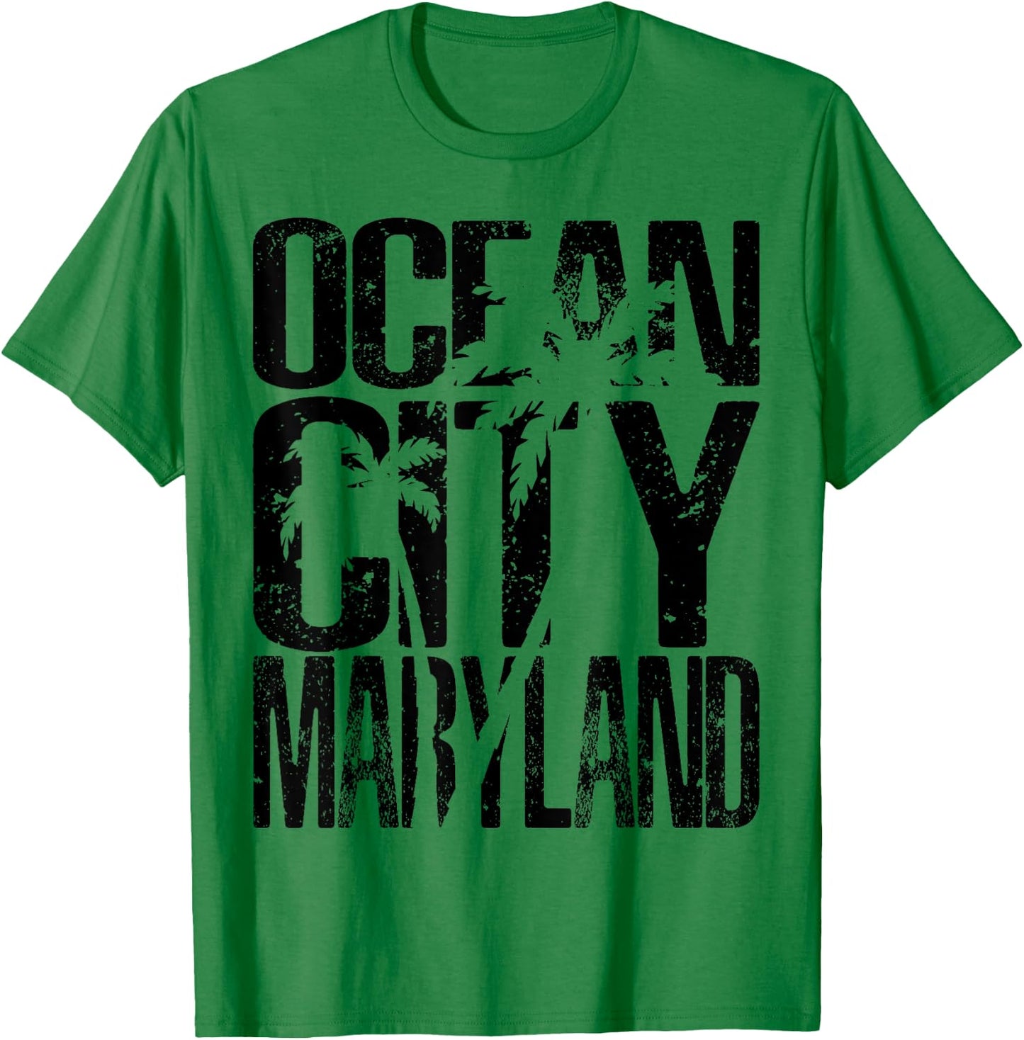 OCMD Ocean City Maryland retro vintage palm tree T-Shirt - T-Shirt | Irish Green