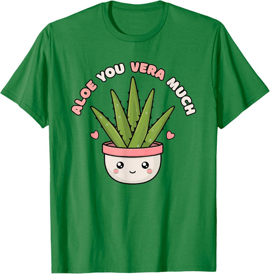 Funny Aloe You Vera Much Kawaii Succulent Gardening T-Shirt - T-Shirt | Irish Green