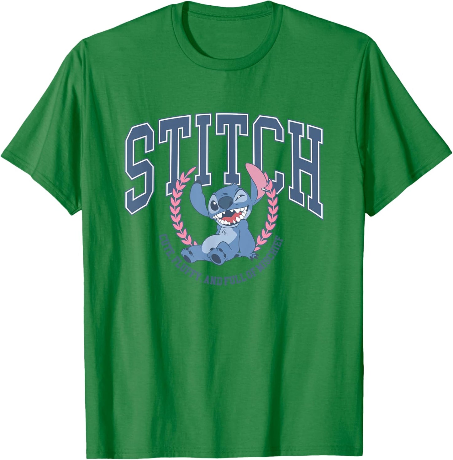 Disney Lilo & Stitch Cute Fluffy & Full Of Mischief Logo T-Shirt - T-Shirt | Irish Green