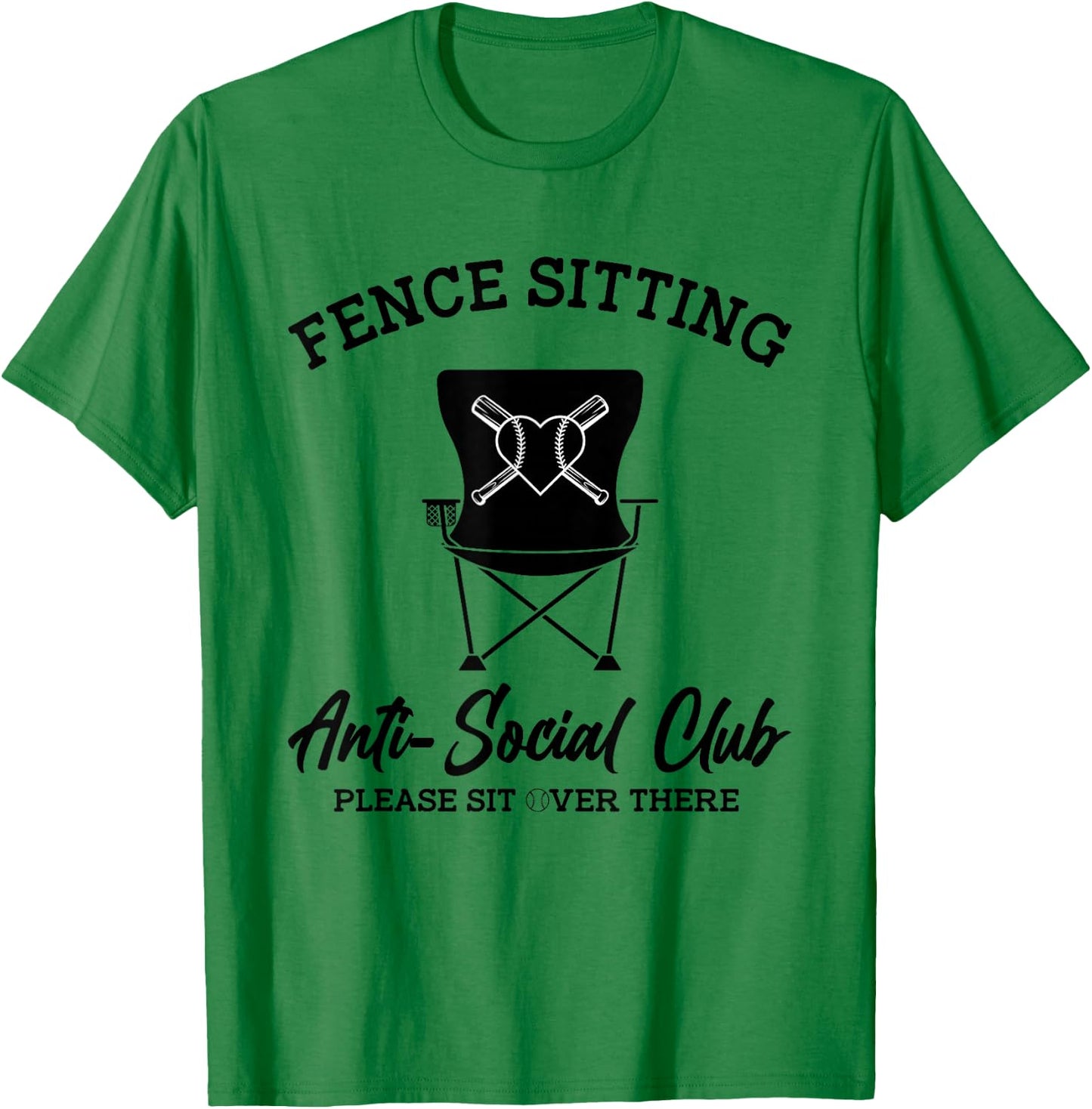 Fence Sitting Anti Social Club Please Sit Over There T-Shirt - T-Shirt | Irish Green