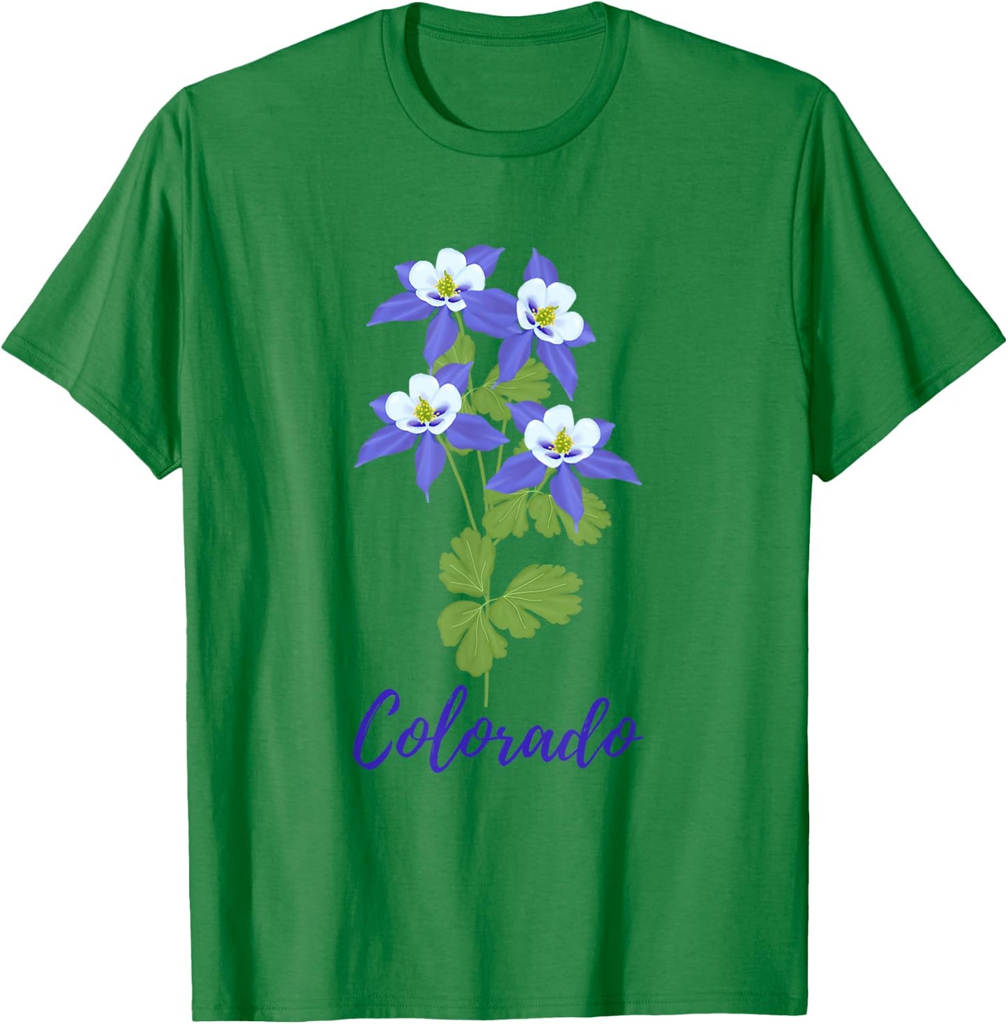 Colorado Columbine Flower Wildflower Nature Hiking Travel T-Shirt - T-Shirt | Irish Green