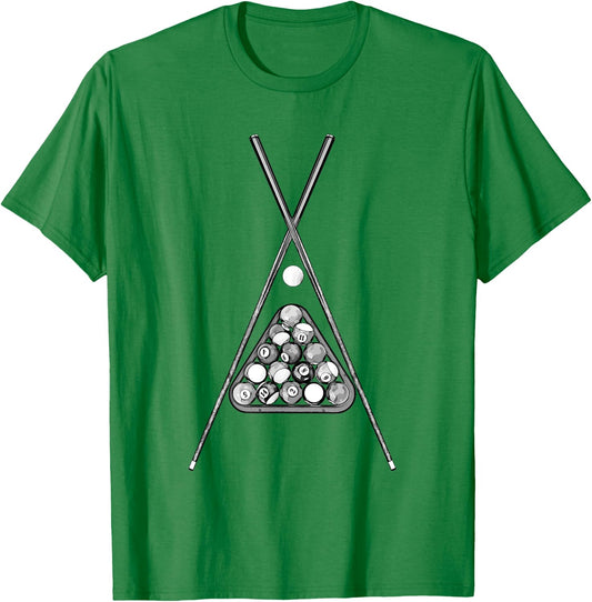 For Pool Player With Cue Ball Rack & Sticks Billiards T-Shirt - T-Shirt | Irish Green