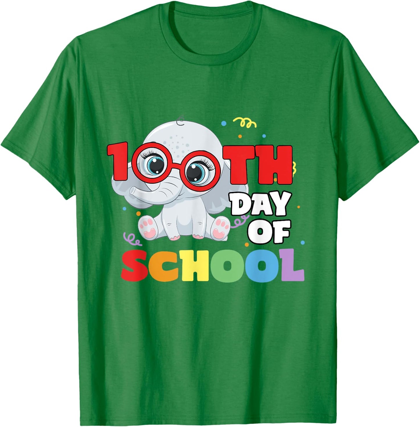 100th Day Of School Elephant Cute 100 Days Student Teacher Women Kids T-Shirt - T-Shirt | Irish Green
