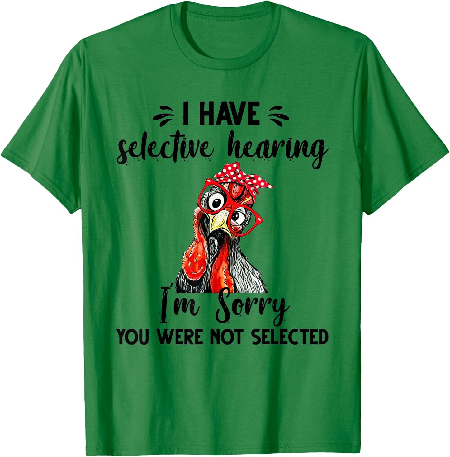 cute Women Chicken With Bandana Headband and Glasses T-Shirt - T-Shirt | Irish Green