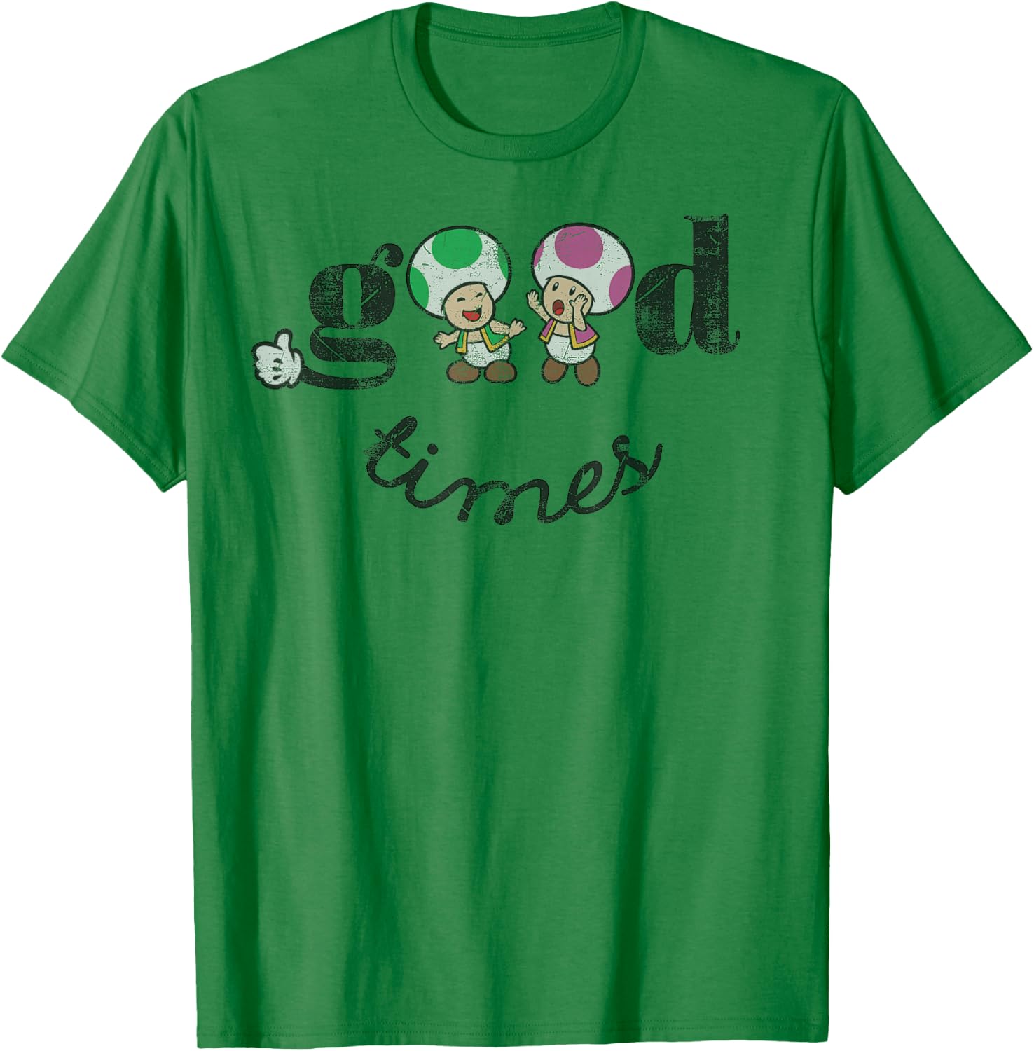 Super Mario Toad & Toadette Good Times T-Shirt - T-Shirt | Irish Green