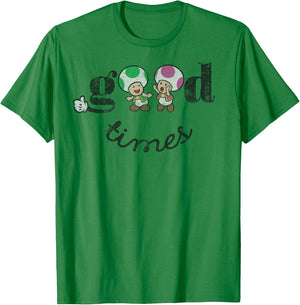 Super Mario Toad & Toadette Good Times T-Shirt - T-Shirt | Irish Green