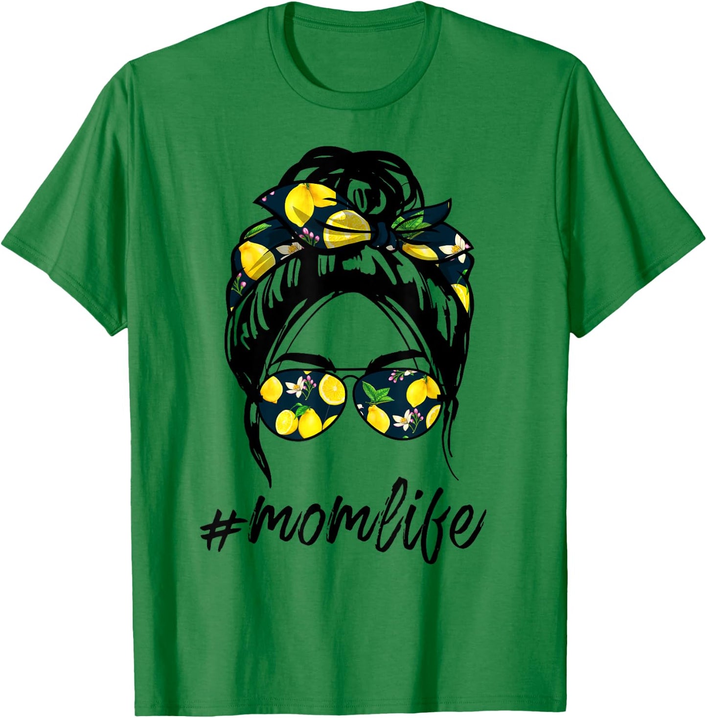 Mom Life shirts yellow lemon Sunglasses & Bandana T-Shirt - T-Shirt | Irish Green