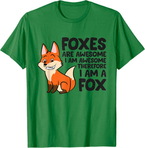 Foxes Are Awesome I'm Awesome Therefore I'm A Fox T-Shirt - T-Shirt | Irish Green