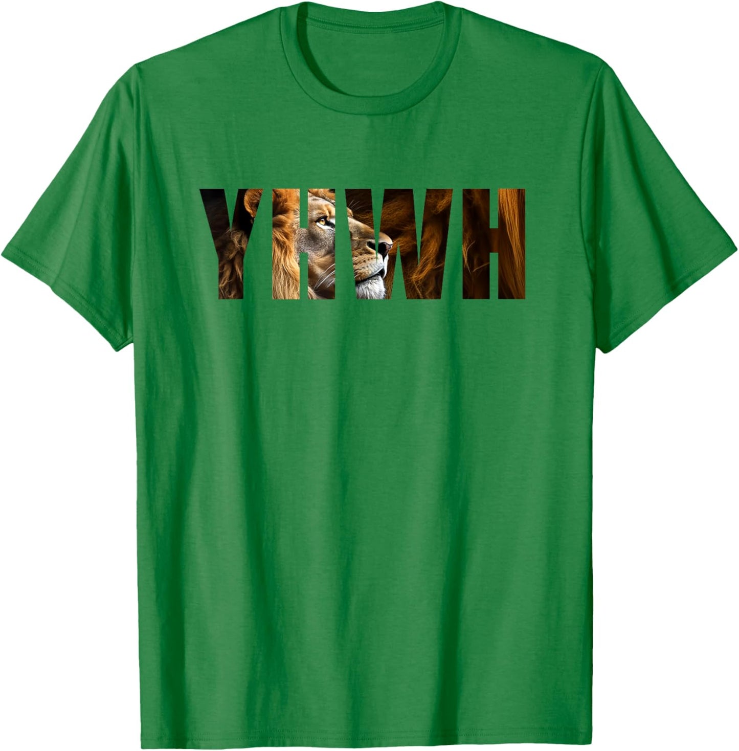 YHWH Lion of Judah: Tetragrammaton Hebrew Name of GOD Yahweh T-Shirt - T-Shirt | Irish Green