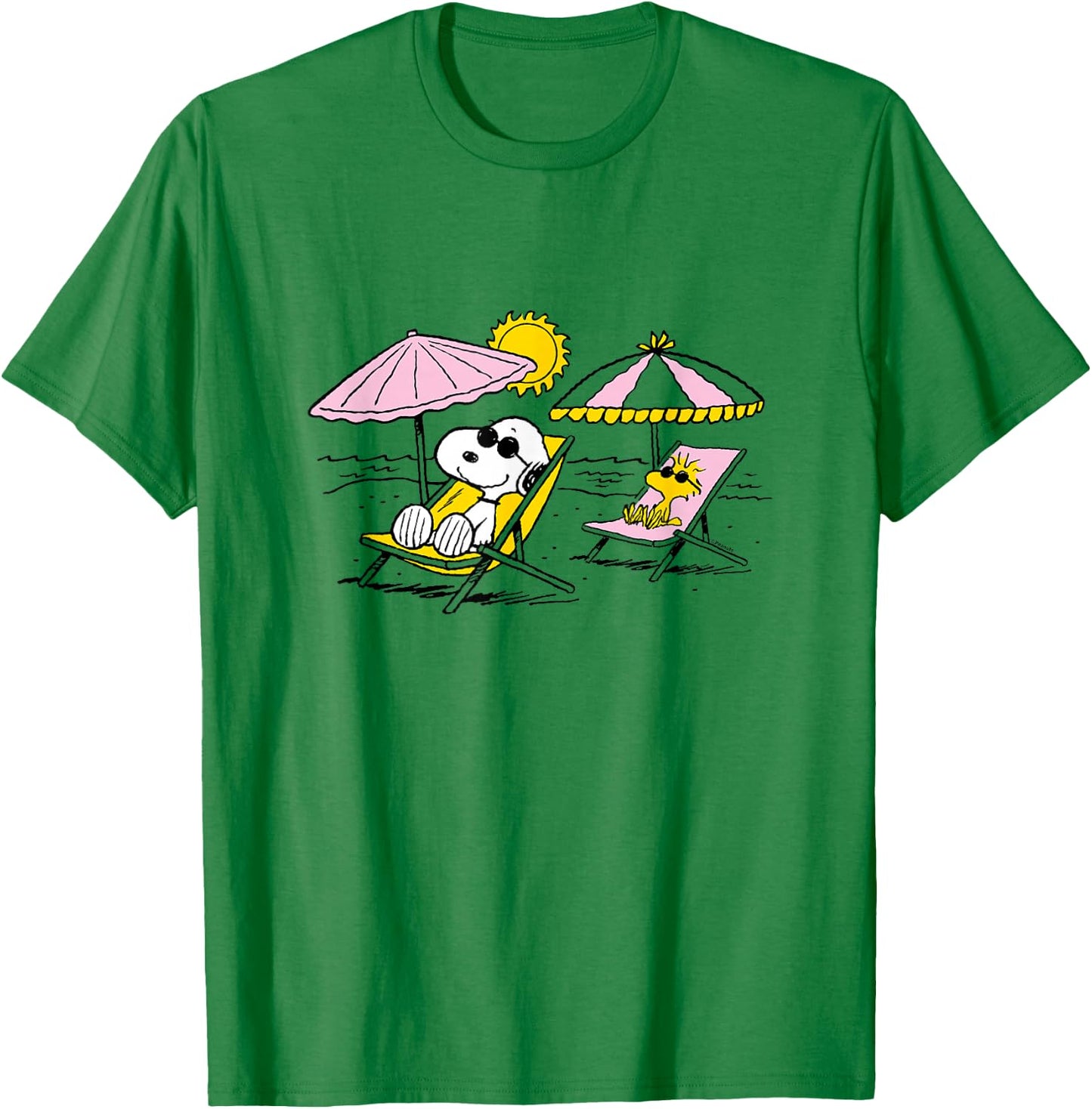 Peanuts - Snoopy & Woodstock Beach T-Shirt - T-Shirt | Irish Green