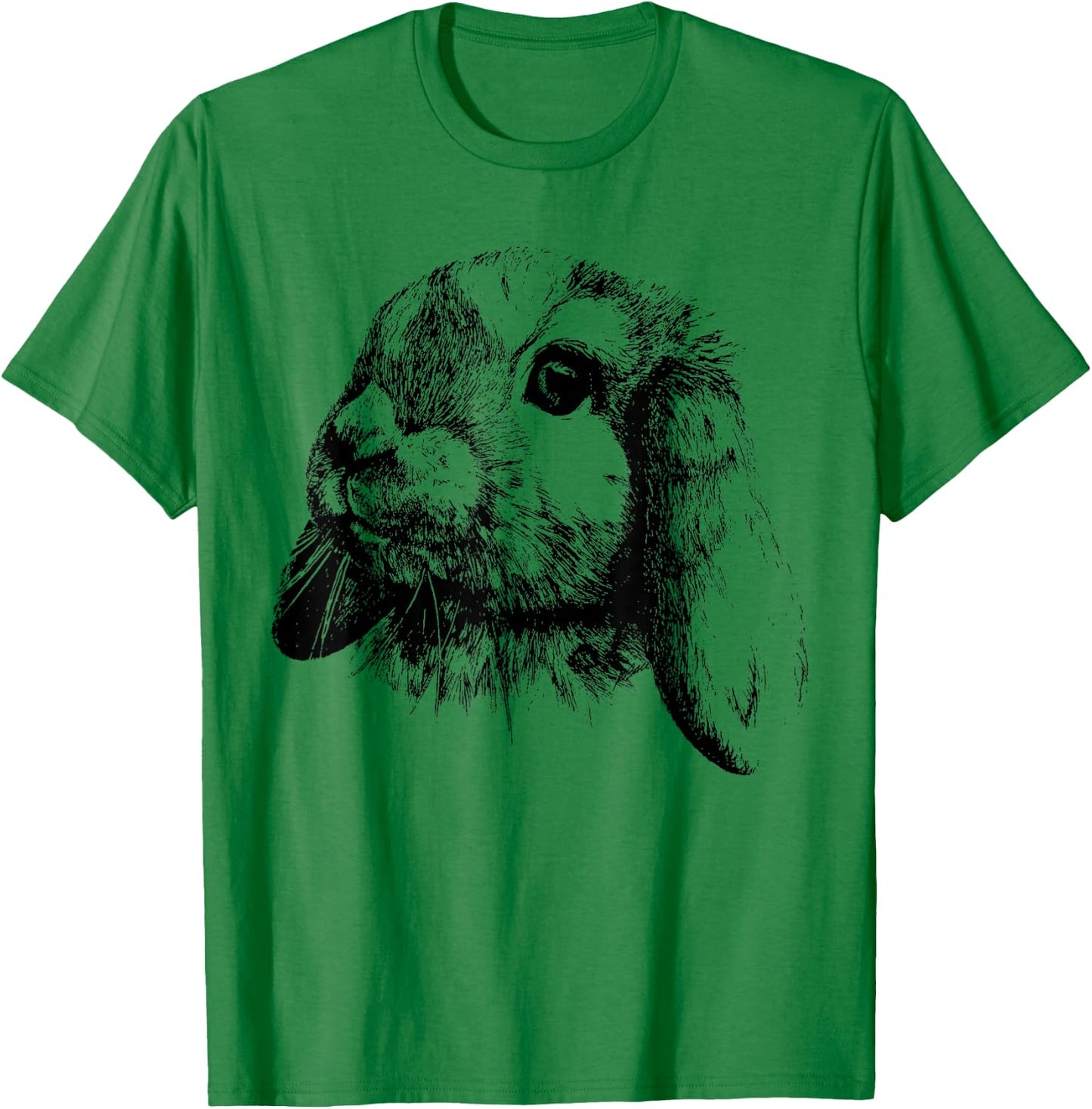 Rabbit Bunny Realistic Drawing , Graphic Lop Eared Bunny T-Shirt - T-Shirt | Irish Green