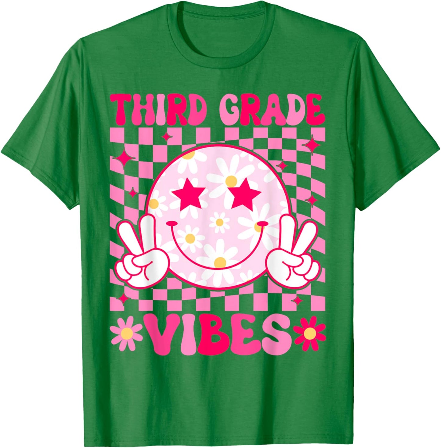 Third Grade Vibes Back To School 3rd Grade Teacher Students T-Shirt - T-Shirt | Irish Green